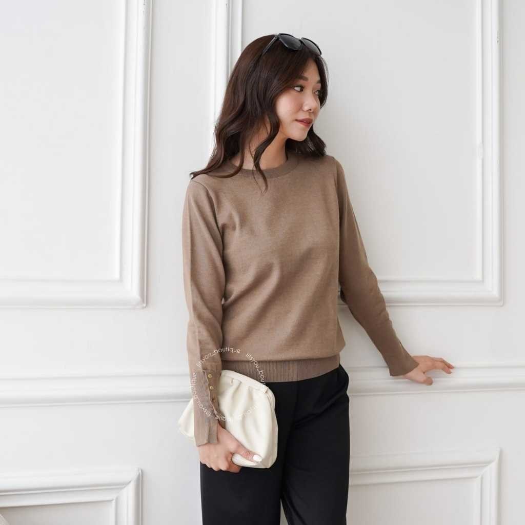 RB DANICA KNIT TOP - ATASAN WANITA TANGAN PANJANG BAHAN RAJUT