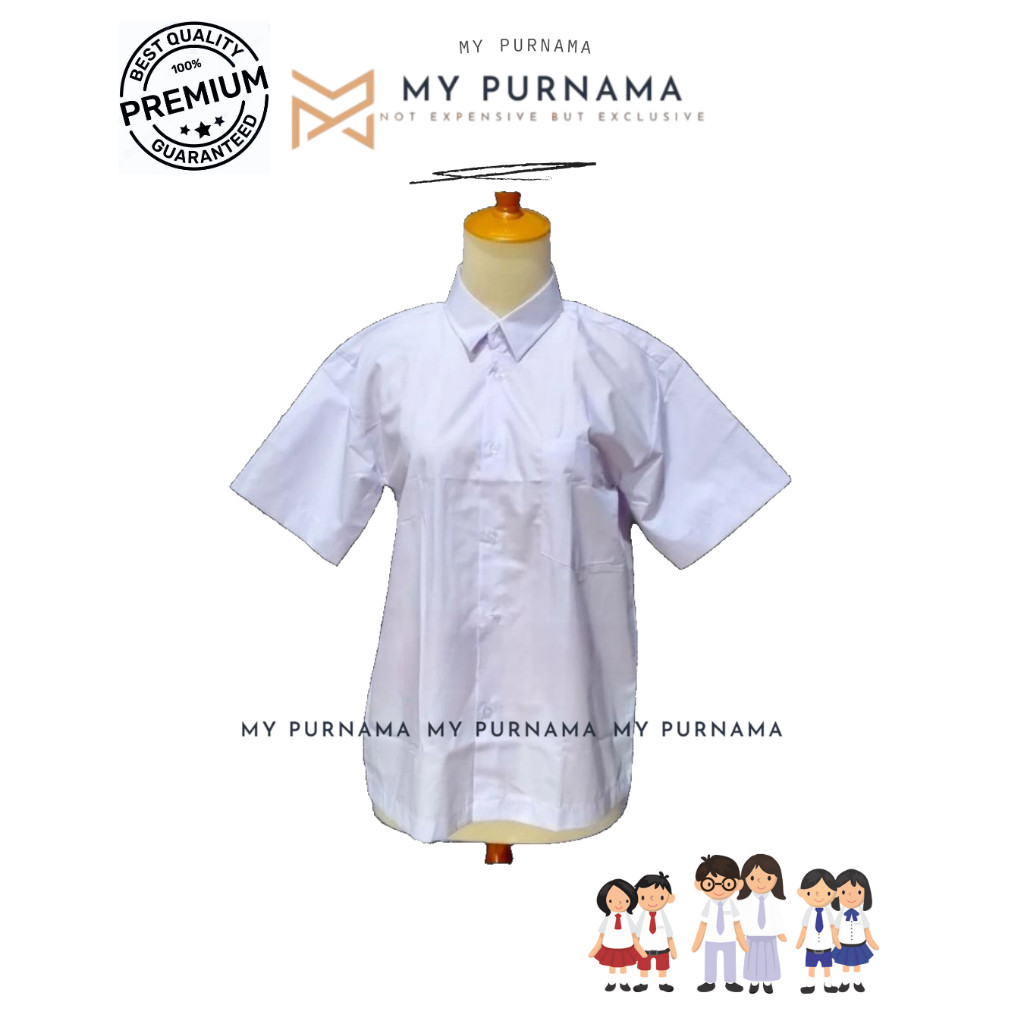 

HEM PENDEK PUTIH SERAGAM SEKOLAH POLOS TANPA BED BAHAN OXFORD - MY PURNAMA
