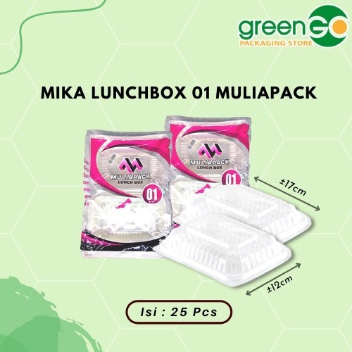 [MS] MIKA LUNCH BOX 01 POLOS MULIAPACK ISI 25 PCS MIKA KOTAK MAKAN BENING LUNCH BOX PLASTIK PP UKURA