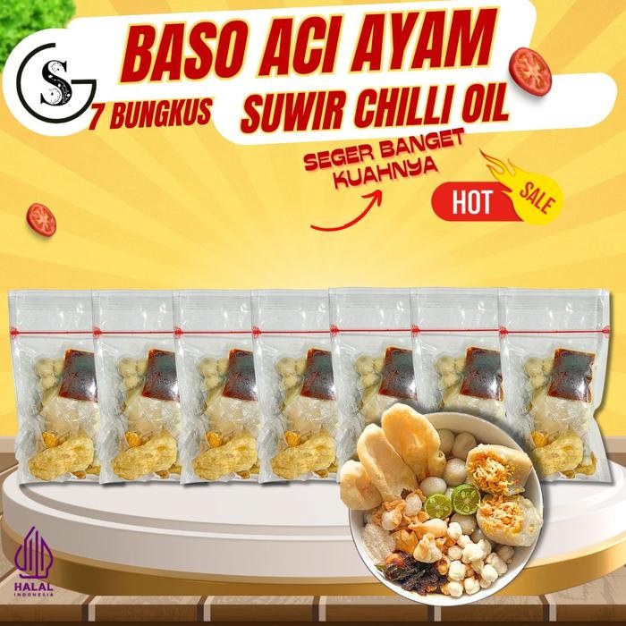 

[[PROMO]] [CHILLI OIL] 7 BUNGKUS BASO ACI AYAM CHILLI OIL PEDAS FOOD KALDU HOTPOT INSTAN Sambal Kuah