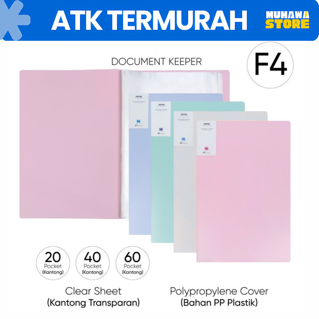 

V-TEC Document Keeper Pastel Ukuran Folio Isi 20 / 40 / 60 / Clear Holder / Display Book EAGLE F4