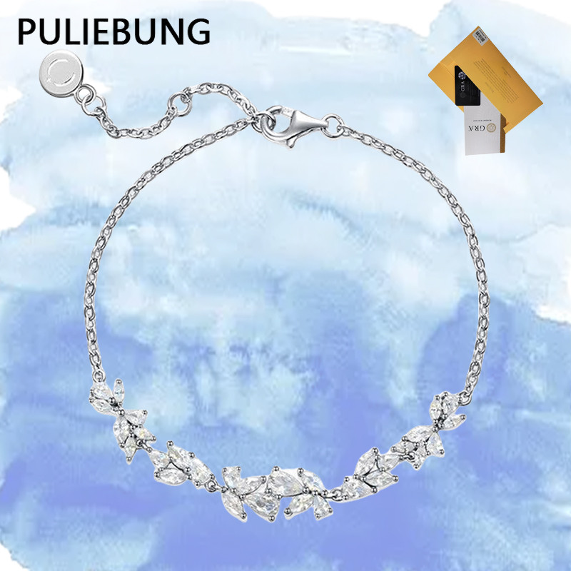 PULIEBUNG - Gelang Moissanite Berlapis Bunga Wisteria Ungu Elegan