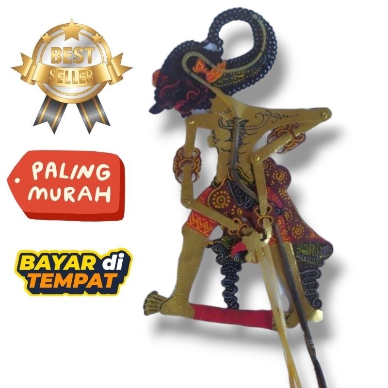 Wayang Kulit Bima Werkudara Mini Premium – Gapit Tanduk & Ukiran Halus 15–30cm
