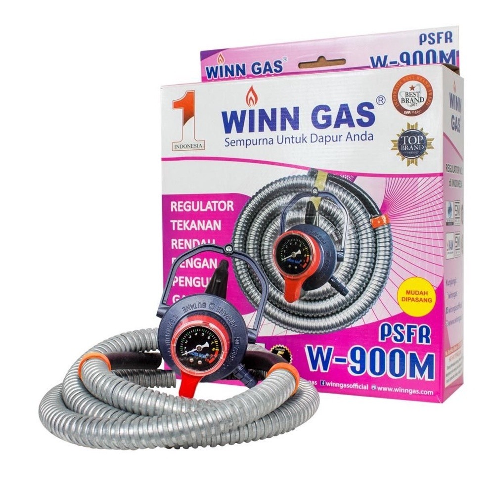 Paket Regulator Winn Gas W-900M + Selang Double Lock/ Selang Gas / Regulator Kompor Gas / Selang Kom