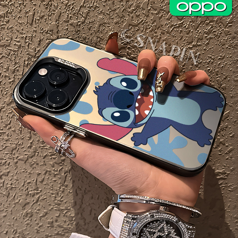 Anime Stitch Glossy Hologram Couple Case OPPO A18 A16 A3x A3s A15 A60 A5S A17 A54 A57 A53 A12 A31 A1