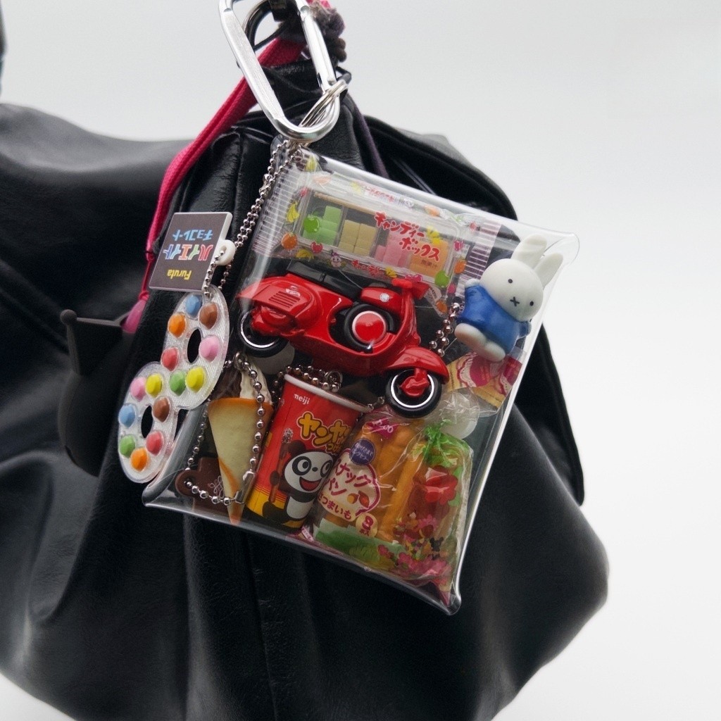 Dompet Gantungan Kunci PVC Transparan Multifungsi Organizer Kartu Earphone & Dompet Mini dengan Snap