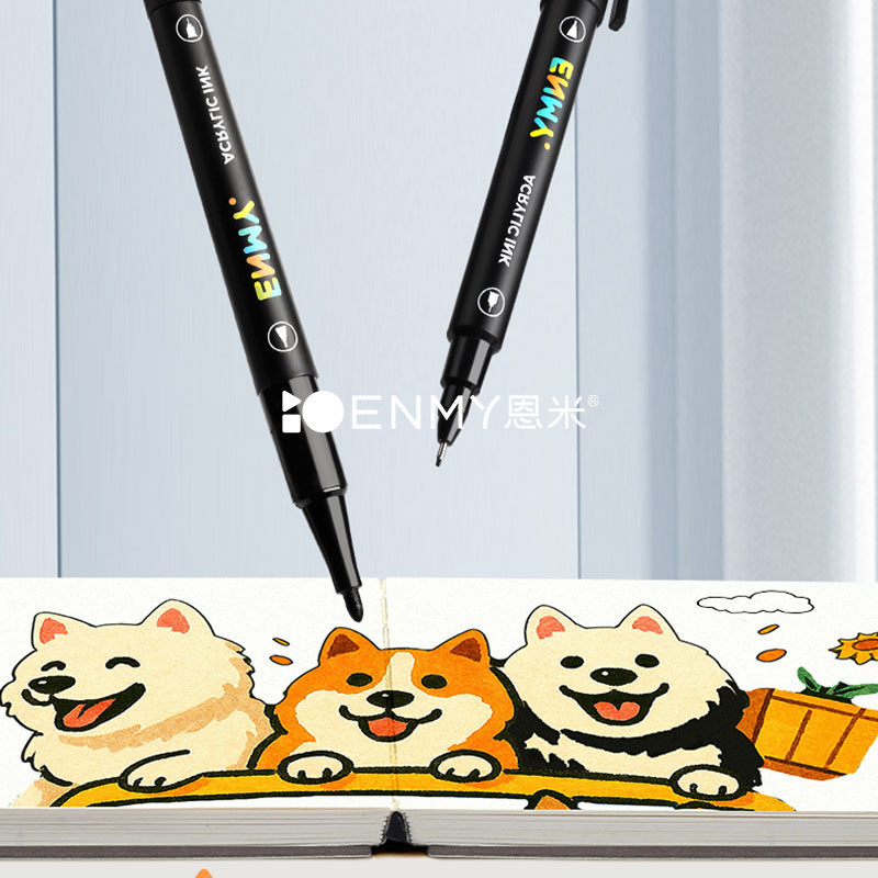 

Ay00! ENMY Dual-Tip Marker Pen 5pcs Outline Pen Hitam Drawing Pen Pena Gambar