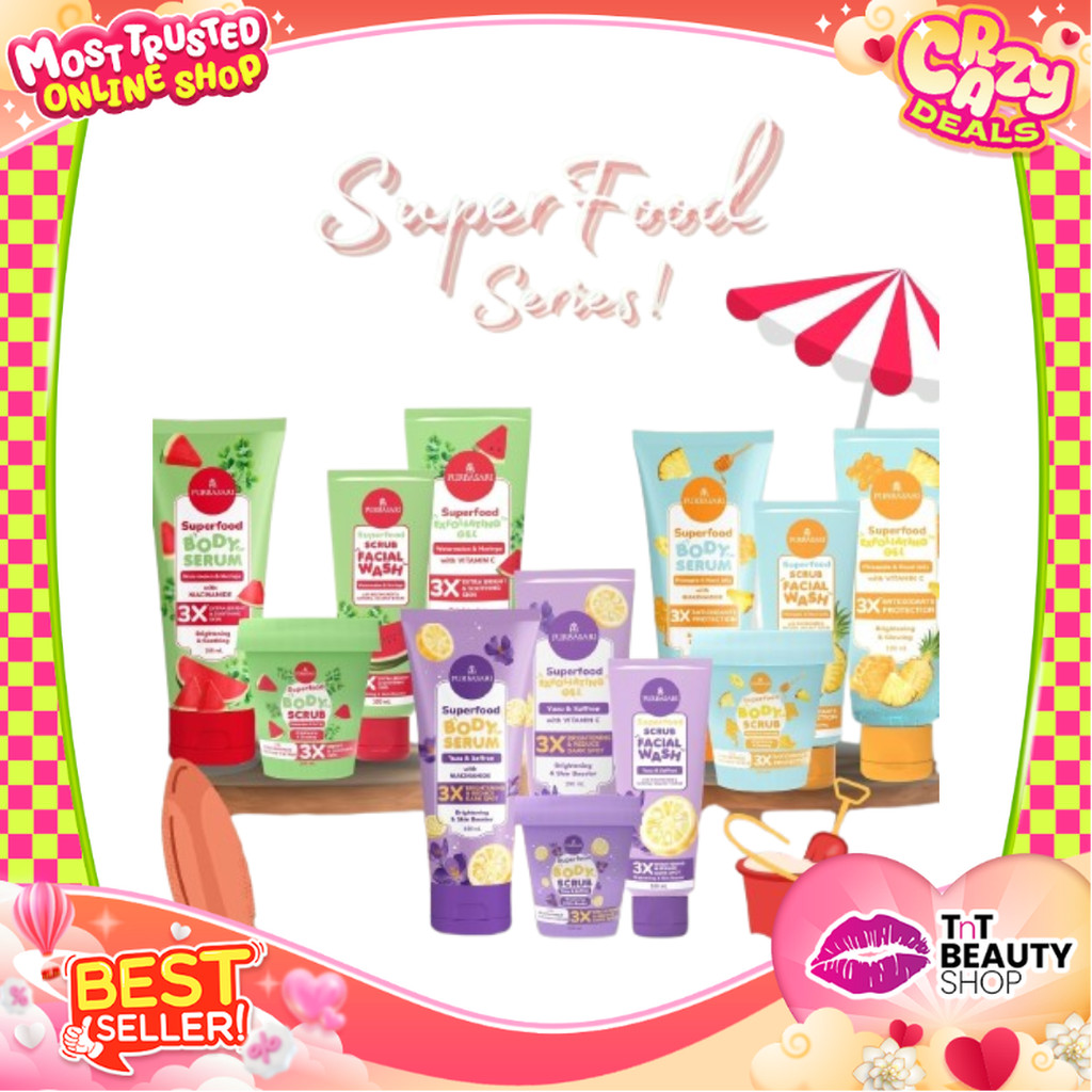 Purbasari Superfood Series Facial Scrub Shower Scrub Body Scrub Exfoliating Gel | TnT Beauty Shop
