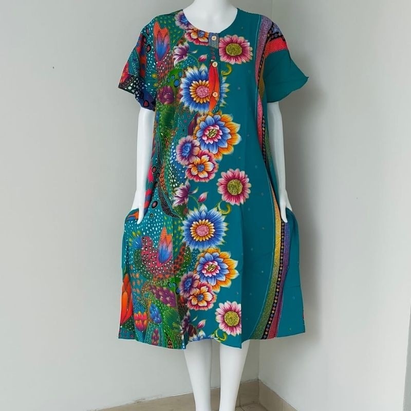 Promo Daster Kencana Ungu Label Biru Original Pakaian Baju Santai Piyama Tidur Wanita Daster Lengan 
