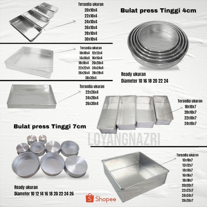 Loyang persegi kotak / Loyang bulat press  /Bolu gulung Lapis legit /loyang kue spiku