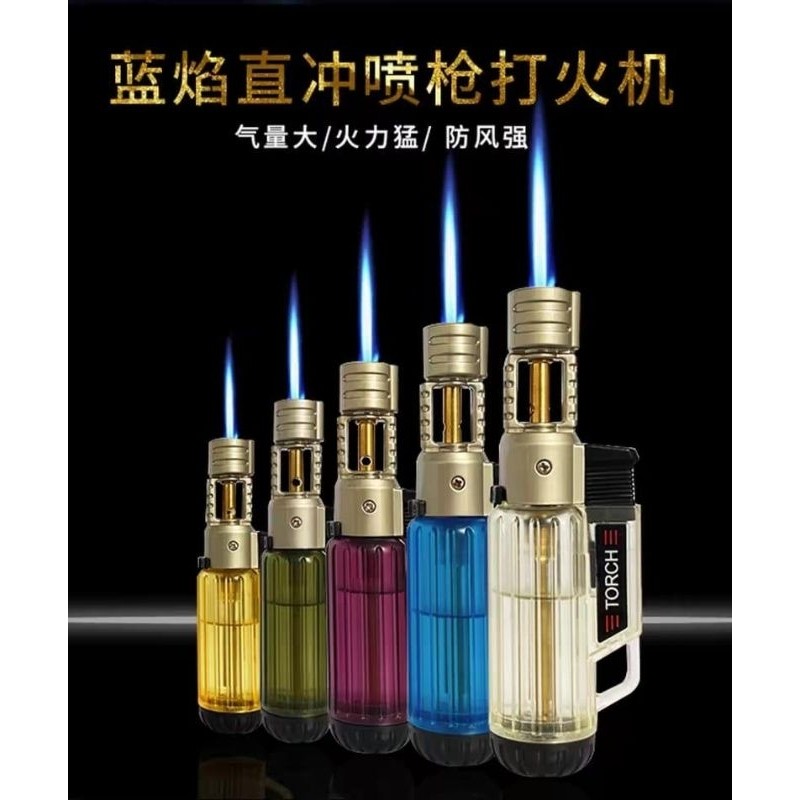 Korek api torch MINI las tabung transparan, isi ulang gas ANTI ANGIN