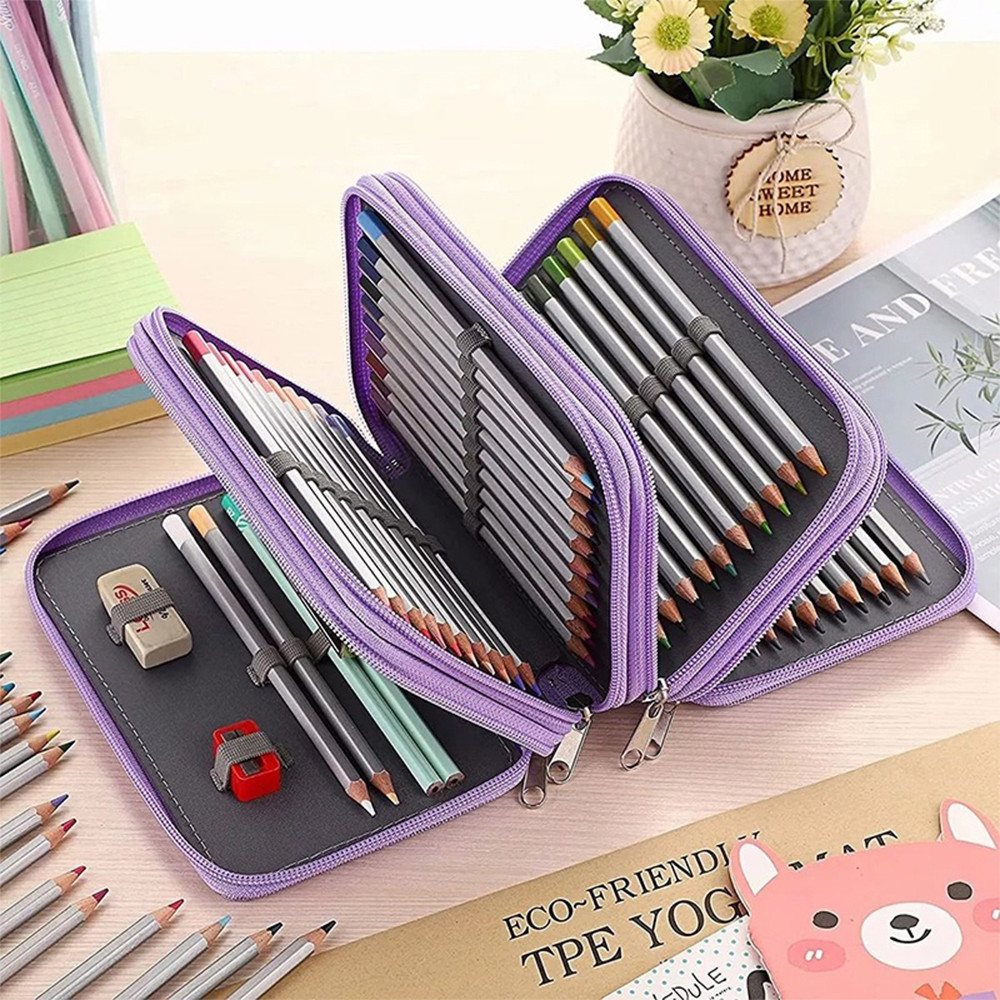 

Pencil Case Large Capacity 72 Holes 4 Layers Pen Bag Painting Storage Holder Smooth Zipper School Supplies Stationary Gifts