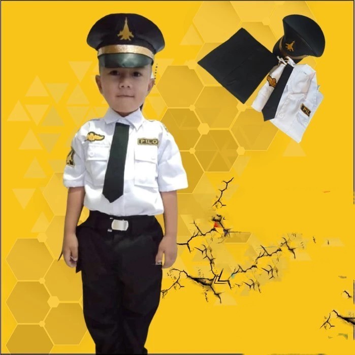 Terlaris ✨ -Baju Pilot Anak Laki Perempuan 3 - 8 Th Premium - Kado Anak - 3-4 tahun