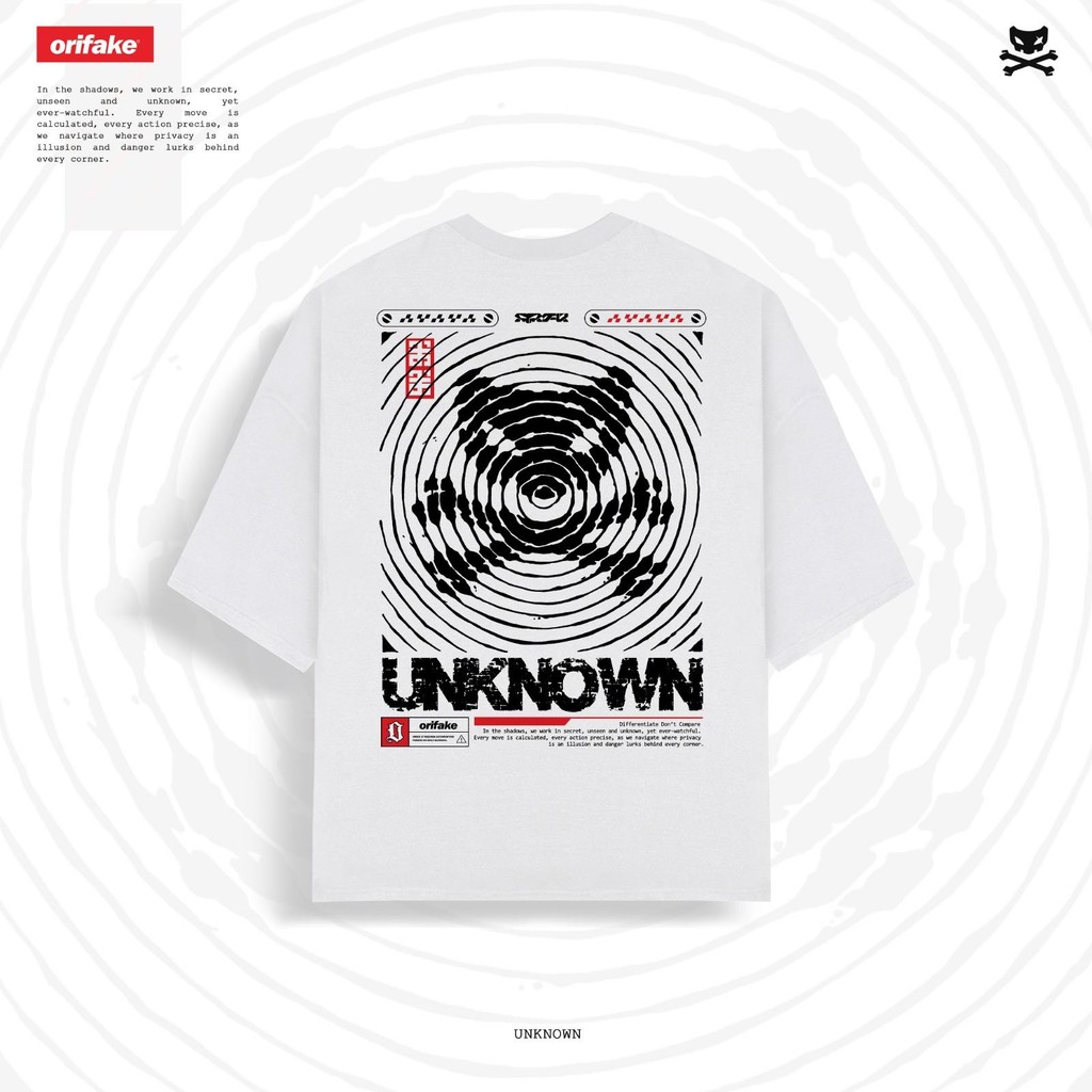 [COD] ORIFAKE- T-Shirt Oversize Design Unknown White Kaos Pria Original