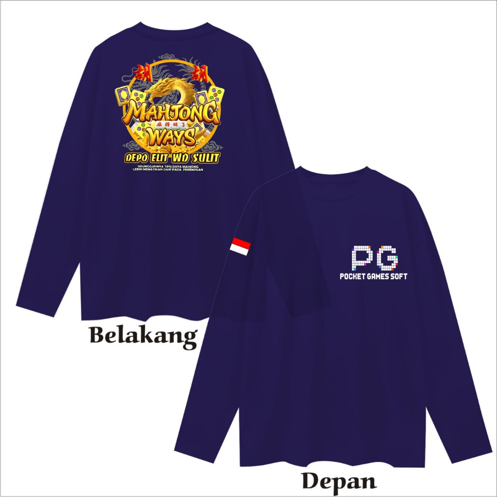 Xv Lengan Panjang Kaos Pocket Soft Game Mahjong Ways 2 Dragon PG Soft Depo Elit Wd Sulit - Baju Game