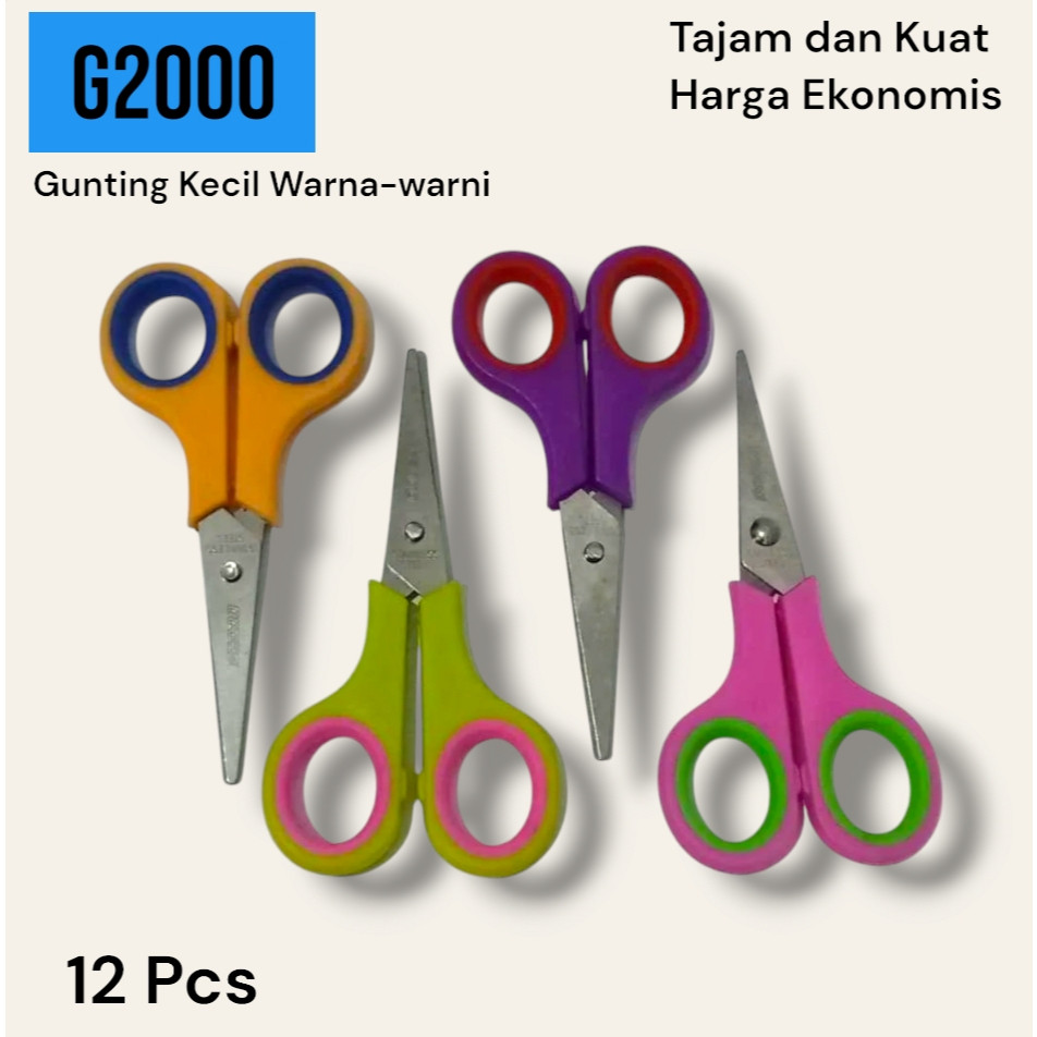 

Gunting Kecil Warna Warni 1 Renteng Merek G2000 (12 Pcs)