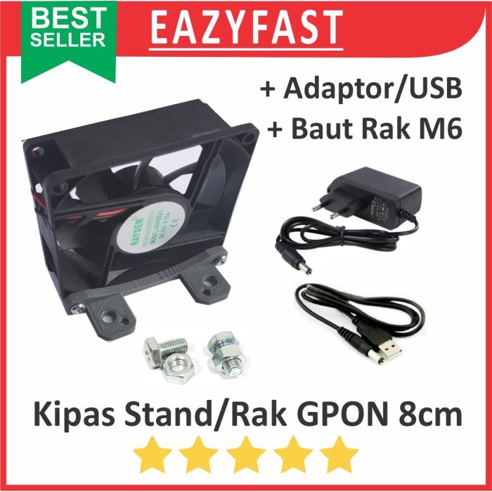 Kipas Fan Pendingin Rak 8cm GPON EPON OLT HSGQ Kabel FO Fiber Optik Optic Server Rack Hub Siku Luban