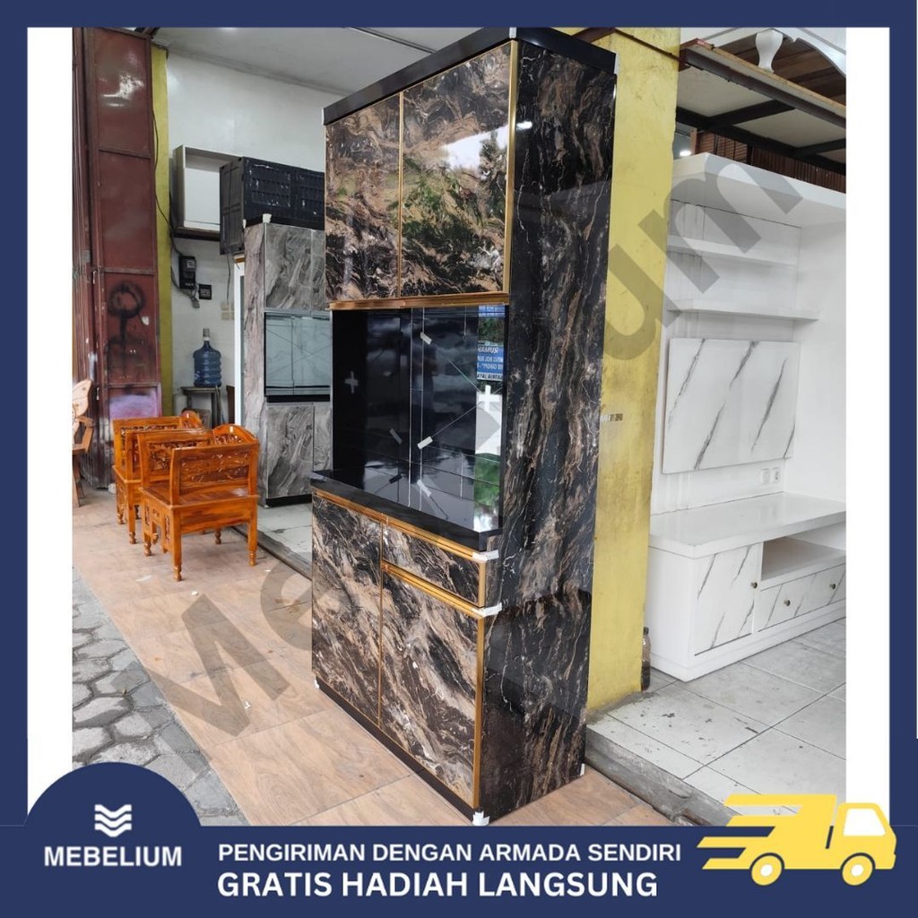 [Custom Made] Lemari Dapur HPL 2 Pintu Motif Premium Bahan Blok Kayu Melamine / Kabinet Rak Dapur / 