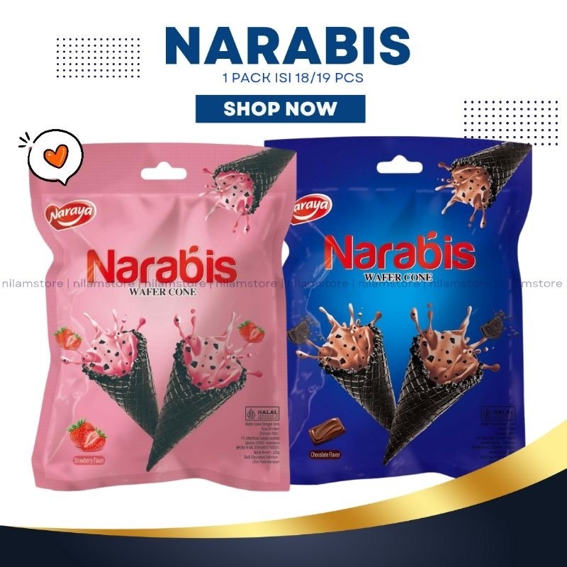 

Narabis Wafer Cone Coklat/Strawberry isi kurleb 19