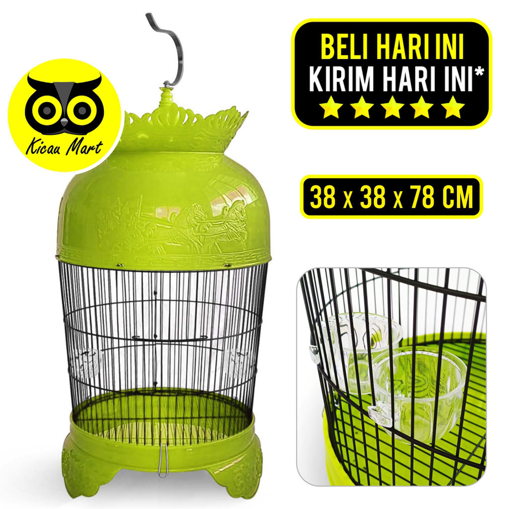 KICAU MART Sangkar Kandang Burung Perkutut Puter Tekukur Derkuku Fullset Gantungan Pion Mahkota Klem