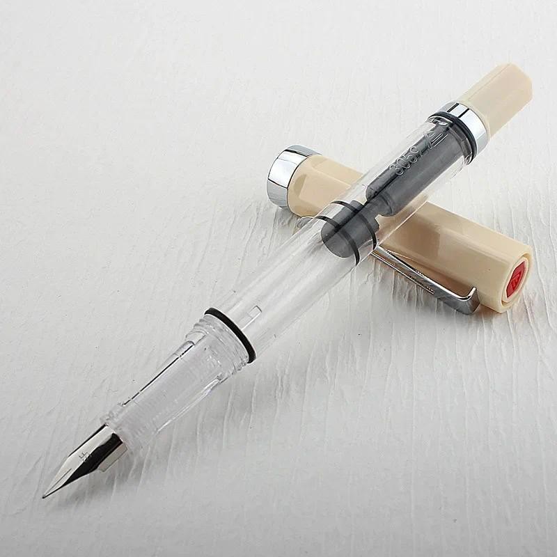 

High Quality 3059 Piston Fountain Pen Resin Transparent Ink Pen EF/F Nib 0.38/0.5mm Fountain Pen Business Gif