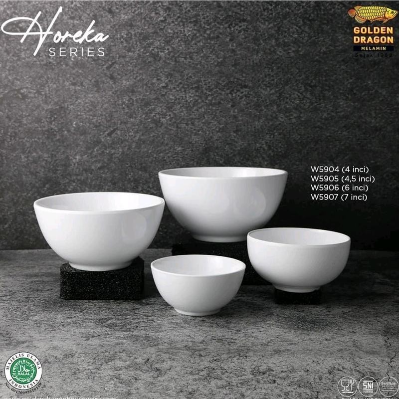 Mangkok Sup Melamin 4 & 4,5 & 6 & 7 Inch - Golden Dragon Melamin (W5904)(W5905)(W5906)(W5907) Hitam 