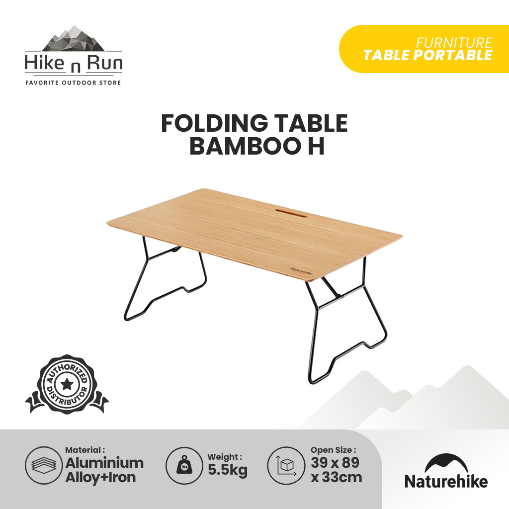 MEJA LIPAT BAMBOO MODEL “H” NATUREHIKE NH22JU011 FOLDING TABLE