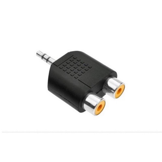 Sambungan aux male 3.5mm jack audio ke rca 2 female splitter / sambungan hp ke kabel rca