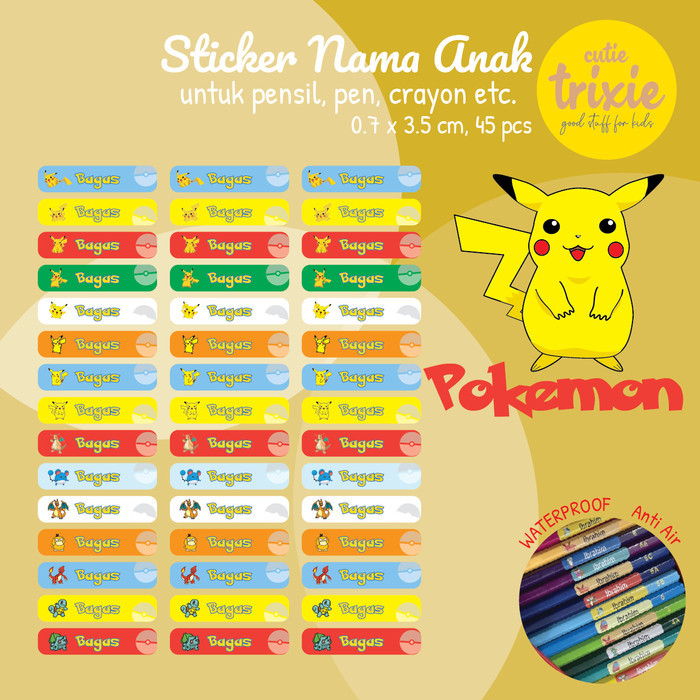 

Sticker Label Nama Pensil POKEMON