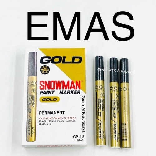 

( StaLand ) Spidol Snowman Paint Marker Permanen Besar Sedang EMAS GOLD GP 12 / GP-12