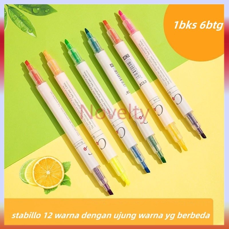 

Novelty stabilo/ stabilo 12warna /1set stabilo isi 6pcs dengan warna berbeda