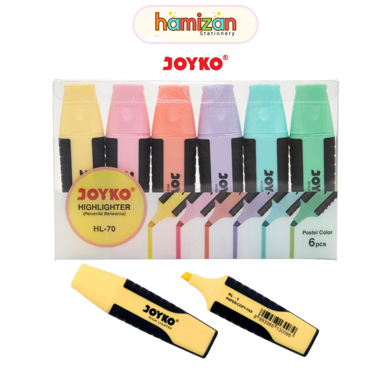 

Highlighter Pastel Color Set isi 6 HL-70 Joyko / Highlighter Penanda Berwarna Joyko HL-70 Pastel Color 1 Set 6 Pcs Murah Berkualitas