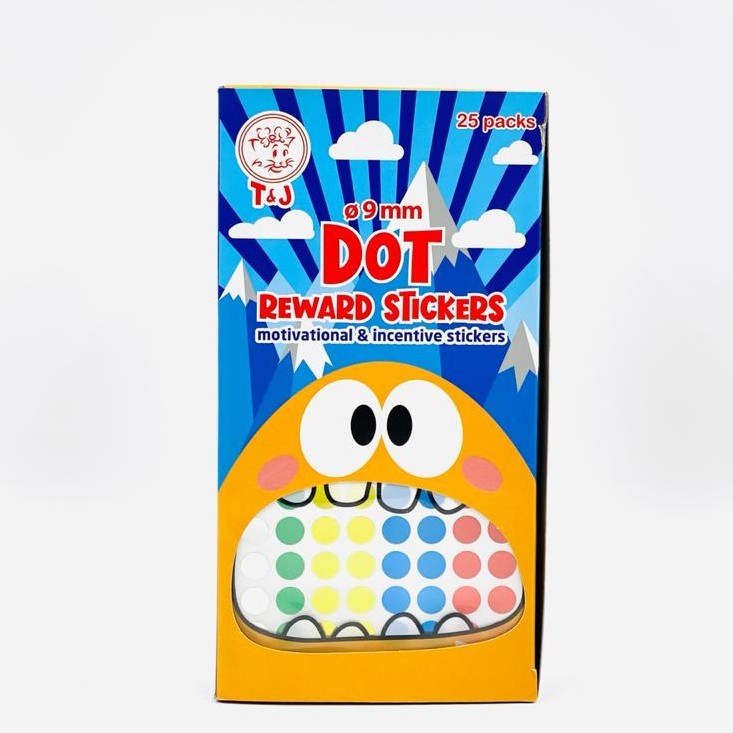 

( StaLand ) REWARD STICKER T&J LINGKARAN SEDANG 9 MM / Stiker Label Penanda Hadiah T&J Polkadot Bulat 9 MM