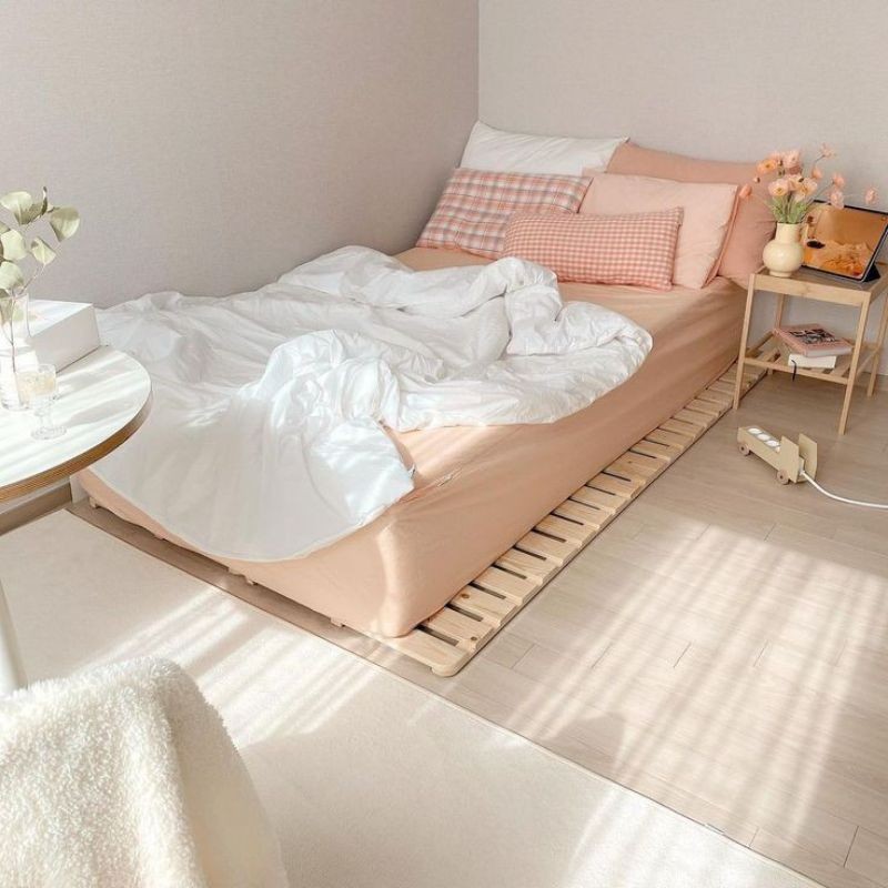 Alas Tempat Tidur 100x200 cm Niara Sudut Tumpul Palet Kayu Jati Belanda / Dipan Kasur Kayu Palet Jat