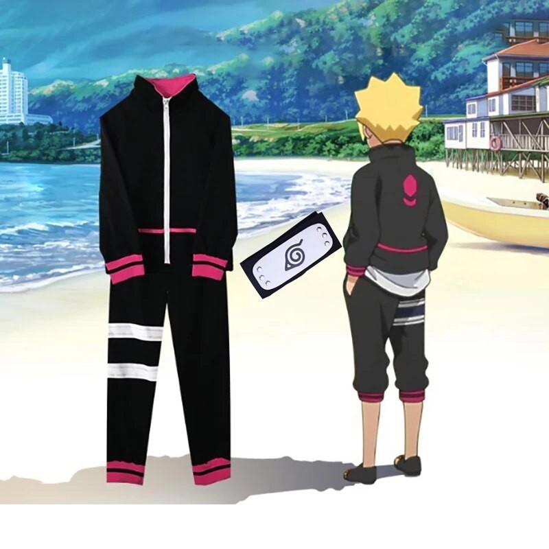Boruto Next Generations Uzumaki Boruto Cosplay Costume with Headband Jacket Pants Halloween Carnival
