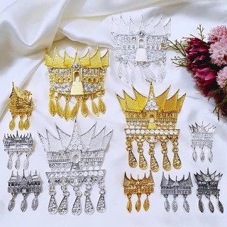 3 pcs Bros Etnik Kebaya Adat Minang Rumah Gadang ukuran Kecil Aksesoris Fashion Bros Pin