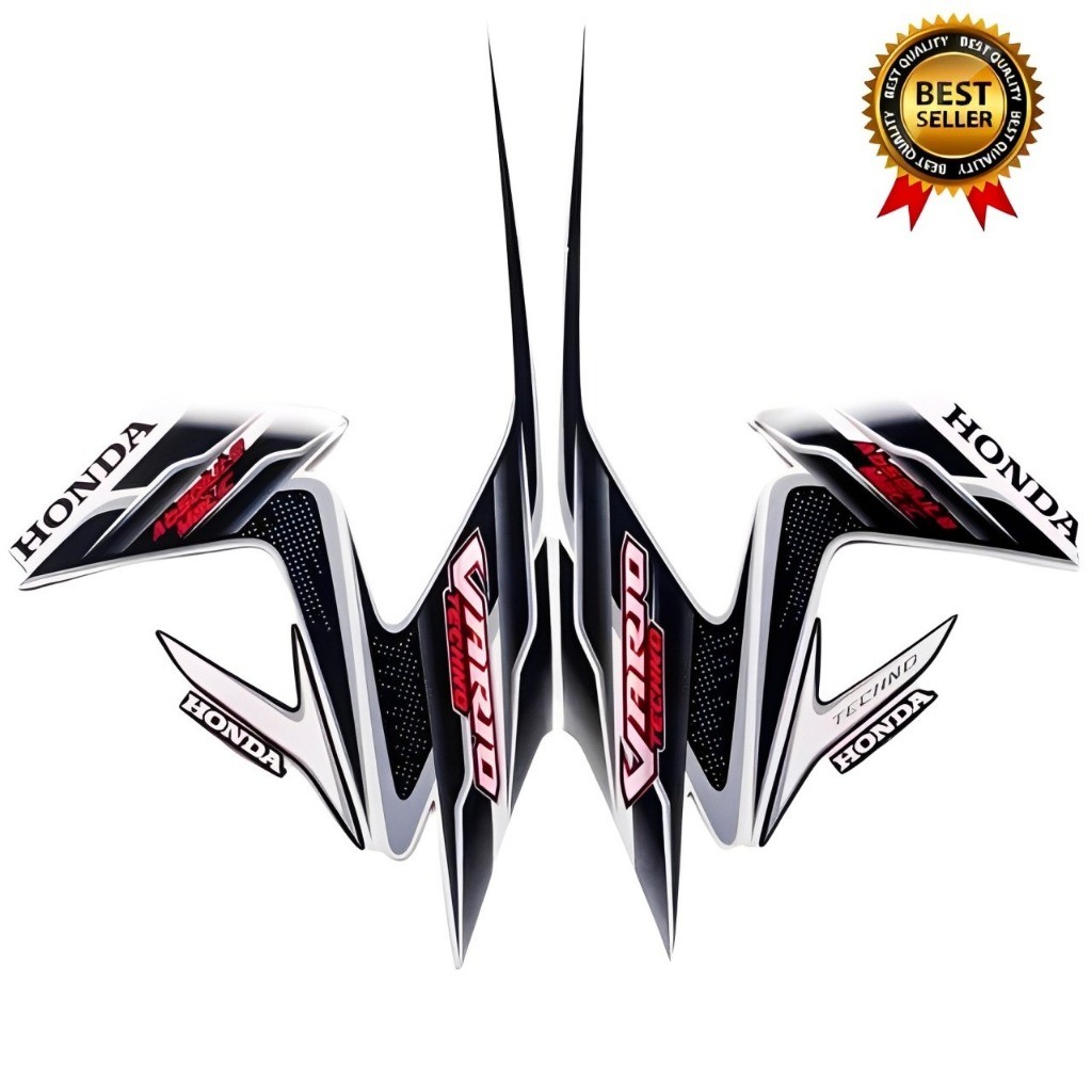 Stiker Striping Standart Honda Vario Techno 2010 110 Putih Hitam | Stiker Standar Vario Techno 2010