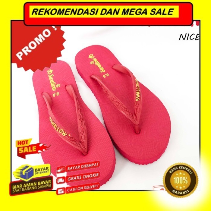 Rekomendasi Sandal Jepit Wanita Swallow Nice Warna Polos (BISA SATUAN) - Merah, 9.5 Terlaris