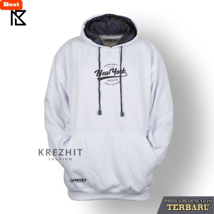 hoodie pria keren Krezhit - Jaket Hoodie Pria Casual - Bahan Katun Fleece Tebal - New York Warna Put