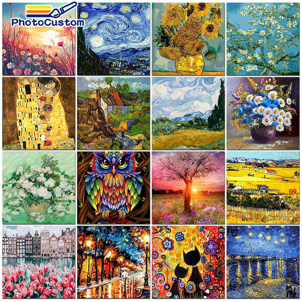 

Van Gogh Painting By Number Oil Picture On Canvas DIY Kits Acrylic Paint Landscape Figure Drawing Coloring By Number Home Decor