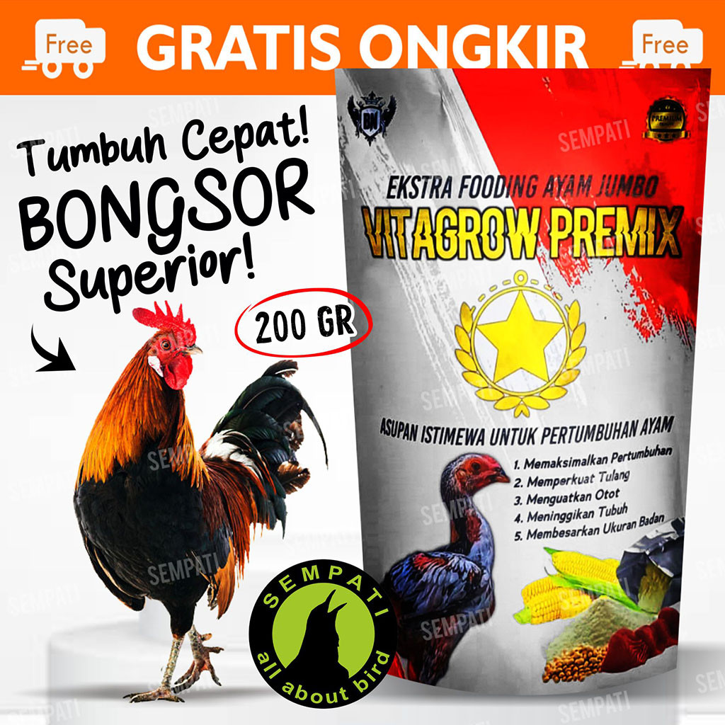 SEMPATI Vitagrow Vita Grow Premix 200gr Extra Fooding Ayam Jumbo Pakan Vitamin Suplemen Ternak Ayam 