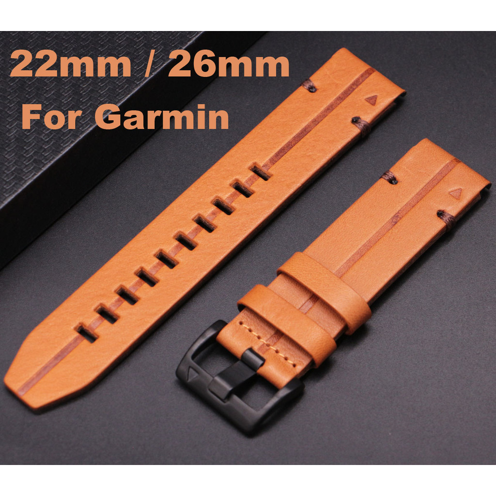 22mm 26mm Leather Strap For Garmin Fenix 6/6X/6S 7/7S/7X Watch Band Quick Release Easy Fit Watchband