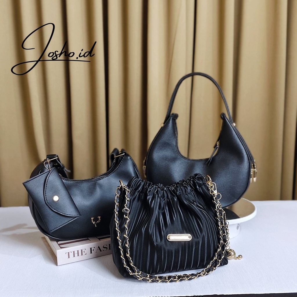 Jhoso.id Paket 3 Tas Wanita / Paket Bundling Tas Moonbag/Clara/Claudia Tas Selempang Wanita