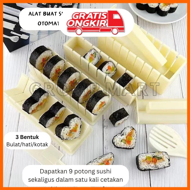 Cetakan Sushi Roll Gulungan Sushi Maker Otomatis Praktis Motif Bulat Kotak Hati Kimbab Gulung Onigir