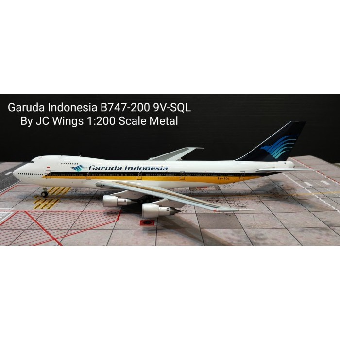 Pesawat Terbang Garuda Indonesia B747-200 9V-SQL  JC Wings Skala 1/200 Metal Diecast