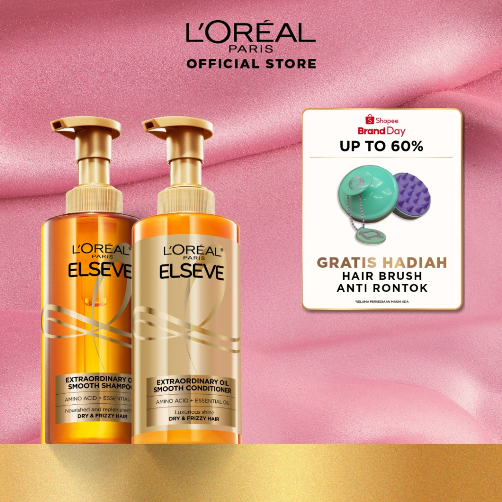 [Paket Hemat] [Loreal Paris] Elseve Extraordinary Oil Sublime Sleek Silicone-free Premium Shampoo & 