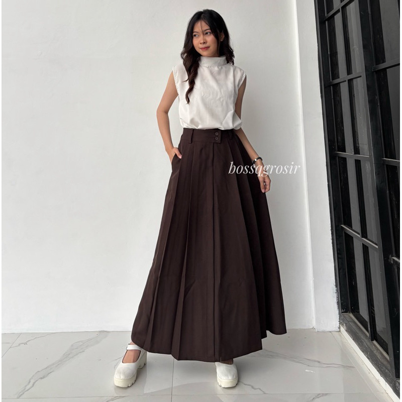 [HOT ITEM] Rok Panjang Wanita - Rempel A Line Maxi - Rok kerja Wanita - Rok Anti Kusut