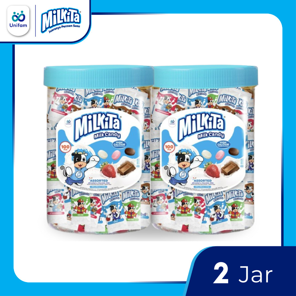 

2 Jar Milkita Permen Susu Toples - (1 Toples Isi 100 Pcs)