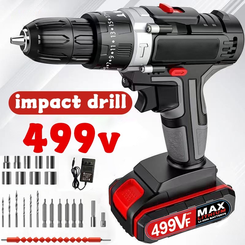 499 VF Impact Drill bor dampak Bor Baterai Bor Cas Bor Listrik Mesin rBor Tanpa Kabel / Bor Cordless