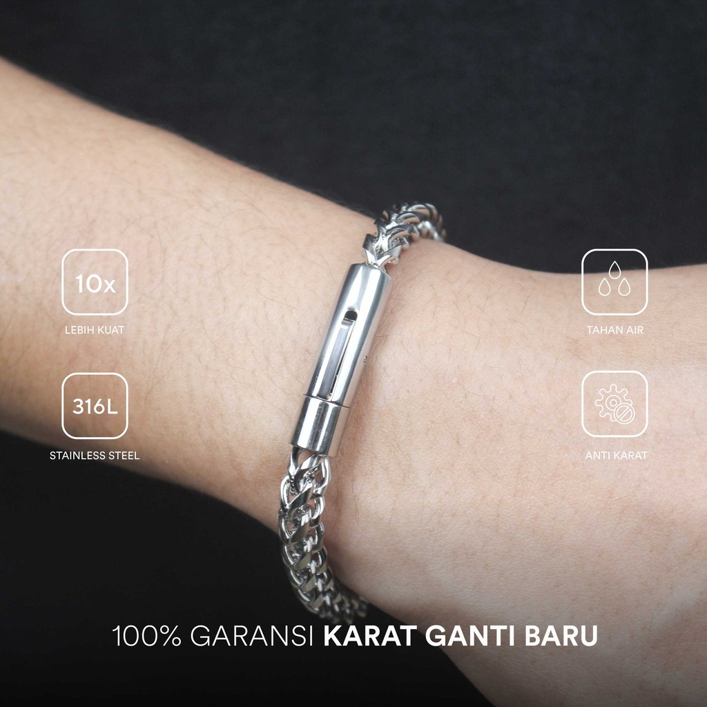Gelang Thanos Stainless Bracelet Titanium Cosette Anti Karat Pria Wanita Unisex Hitam Putih
